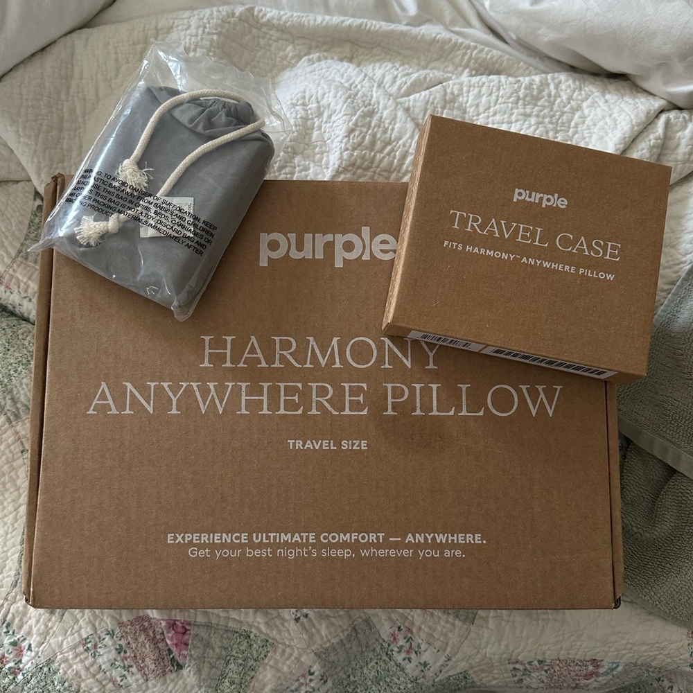 Purple Harmony Anywhere Travel Pillow + Travel Case + Pillowcase